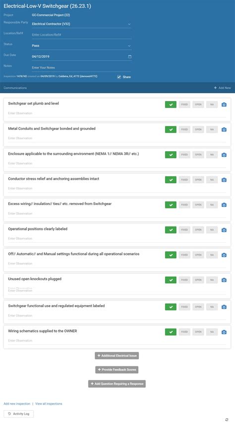 switchgear maintenance checklist